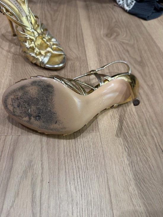 Casadei Gold Knotted Strappy Stiletto Sandal